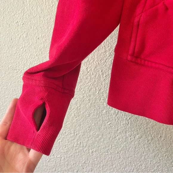 Lululemon Scuba Hoodie Sweater Light Cotton Fleece Womens Size 6 Red Zip Up Cozy - Picture 10 of 16